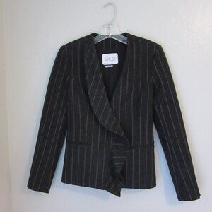 SAYLOR Black Pinstripe 1 Button Wrap over Size XS Blazer Jacket